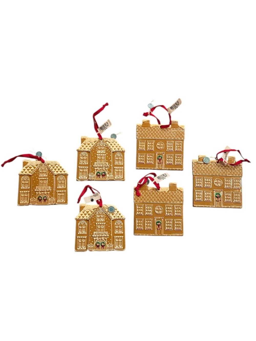Martha Stewart Set of 6 Gingerbread House Holiday Ornaments 2008 Collection